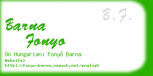 barna fonyo business card